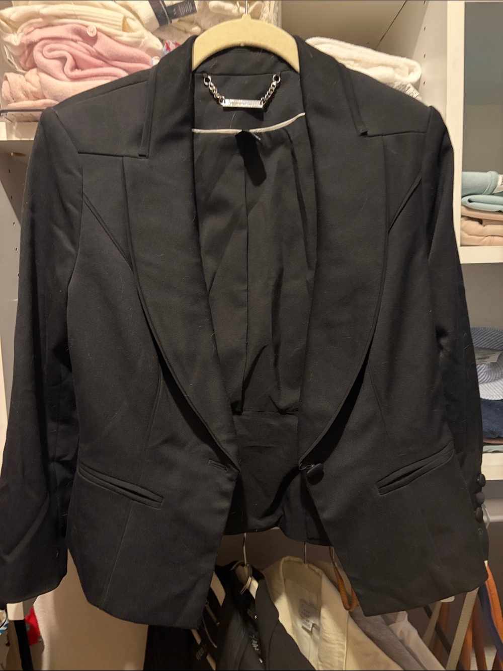 White House Black Market Black waist length Tailored Blazer with Shawl Lapel